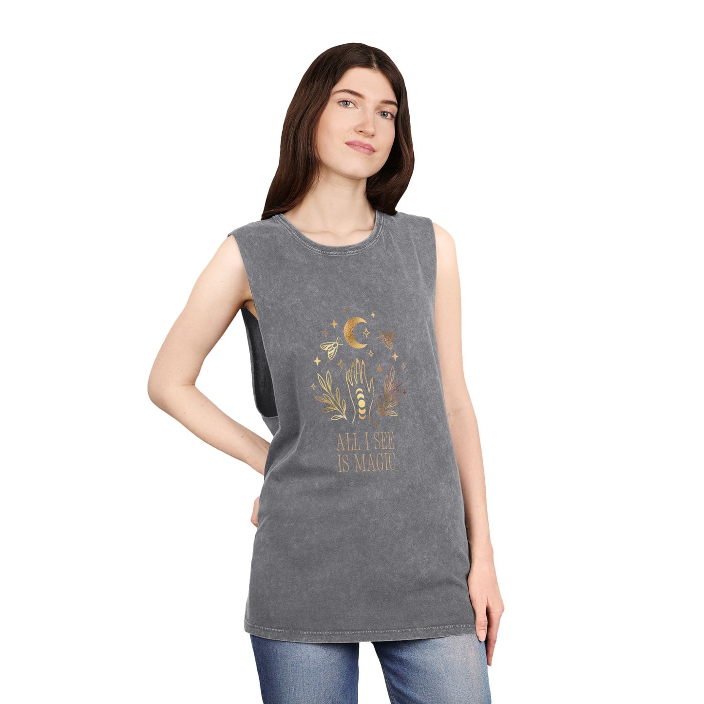 Unisex Stonewash Tank Top - "All I See Is Magic" - Bohemian Chic Apparel