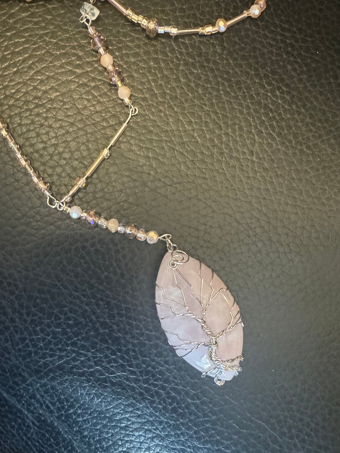 5 piece Rose Quartz earrings and necklaces