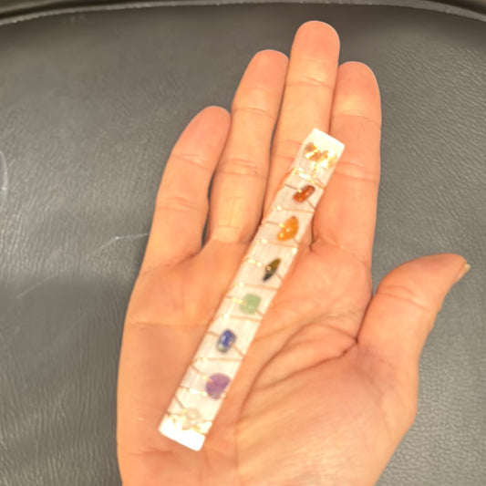 Selenite chakra wand