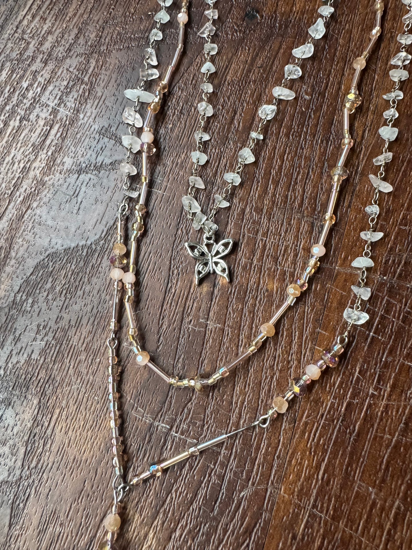 4 piece Rose Quartz earrings and necklaces