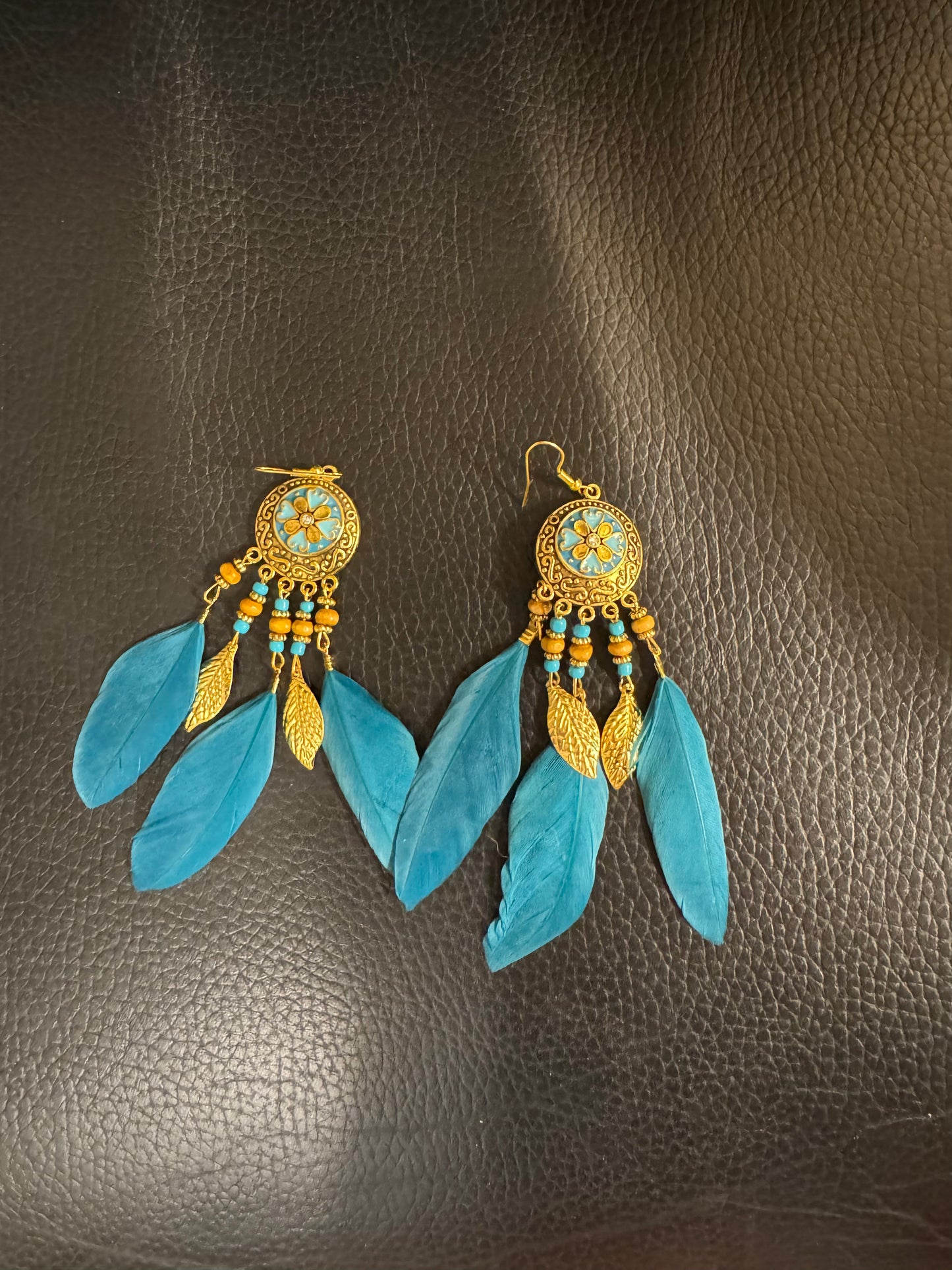 Feather Beaded Earrings