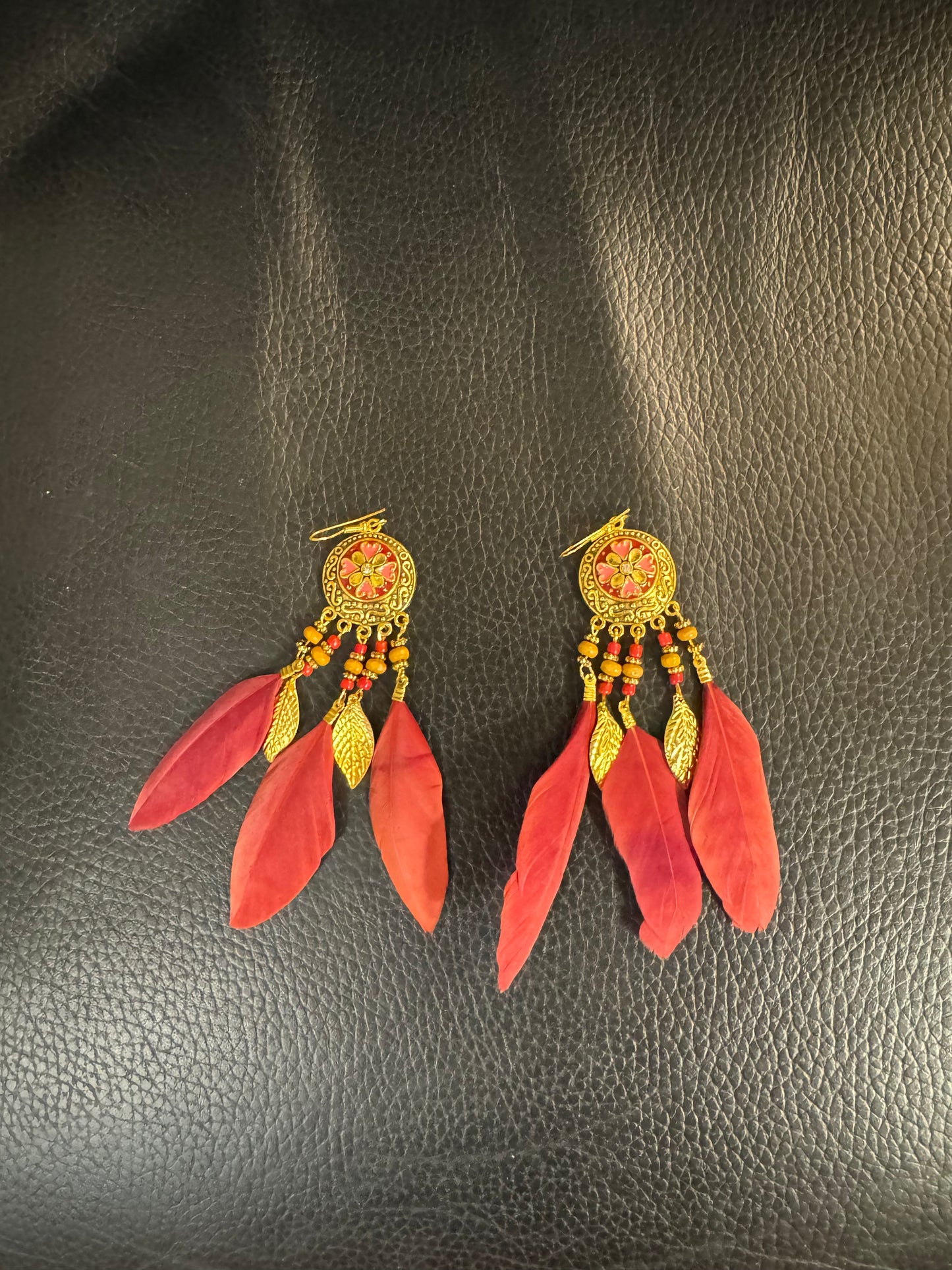 Feather Beaded Earrings