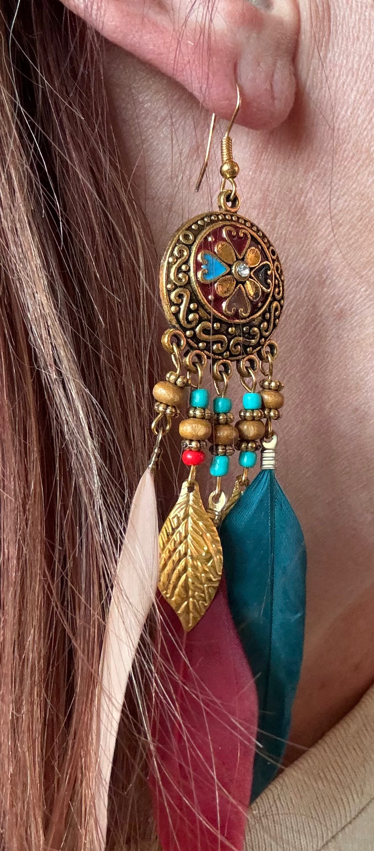 Feather Beaded Earrings
