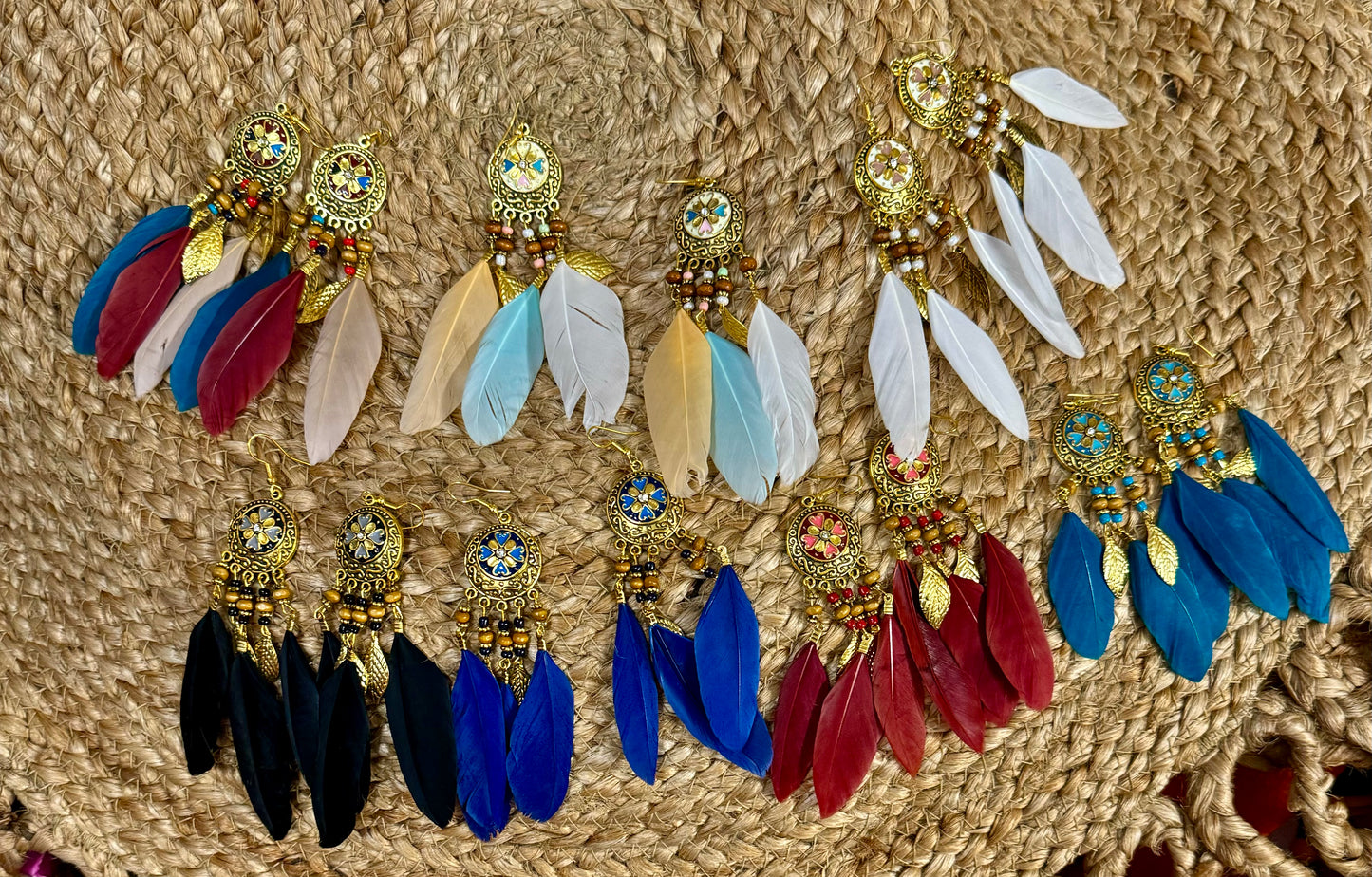 Feather Beaded Earrings
