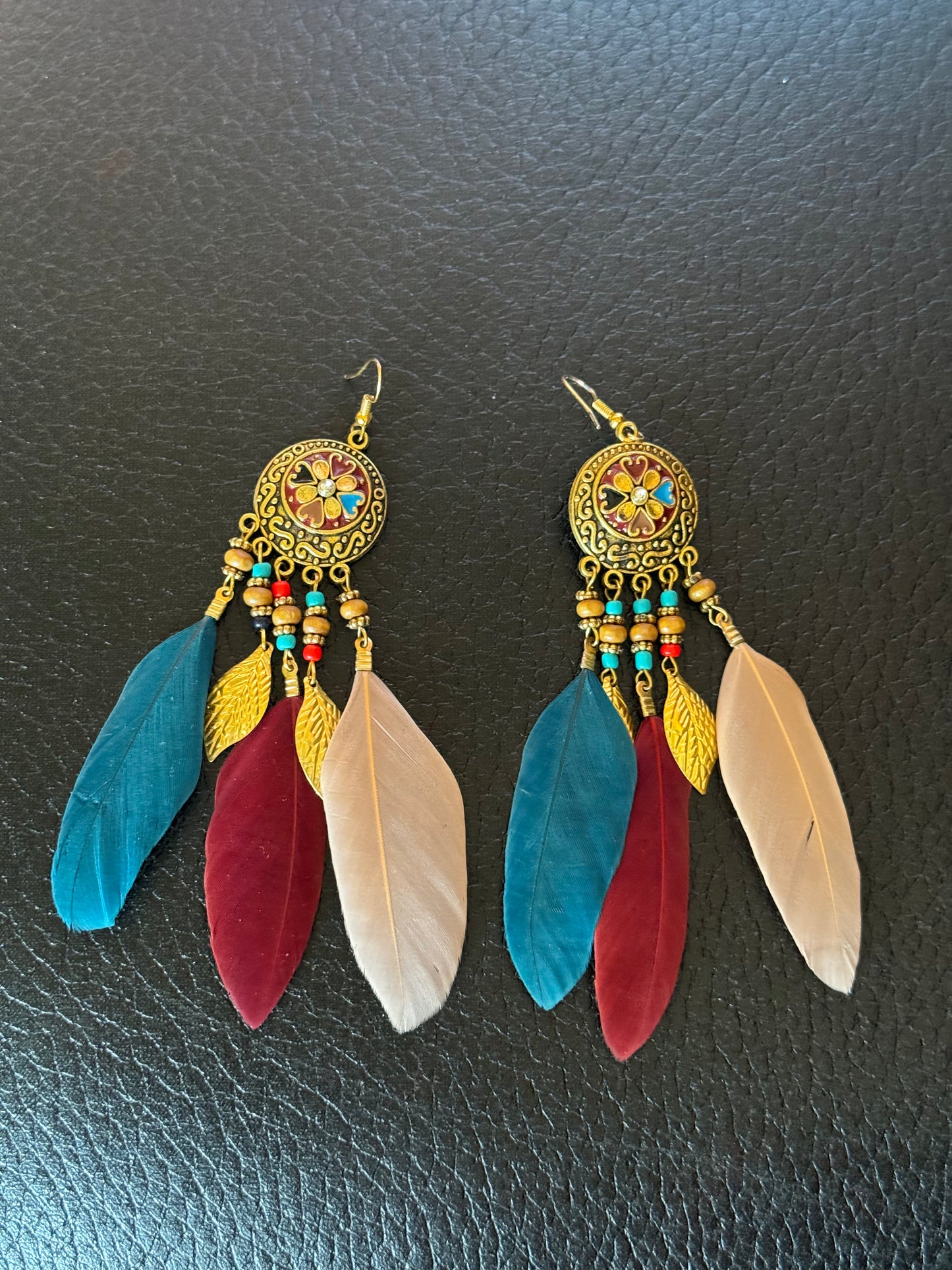 Feather Beaded Earrings