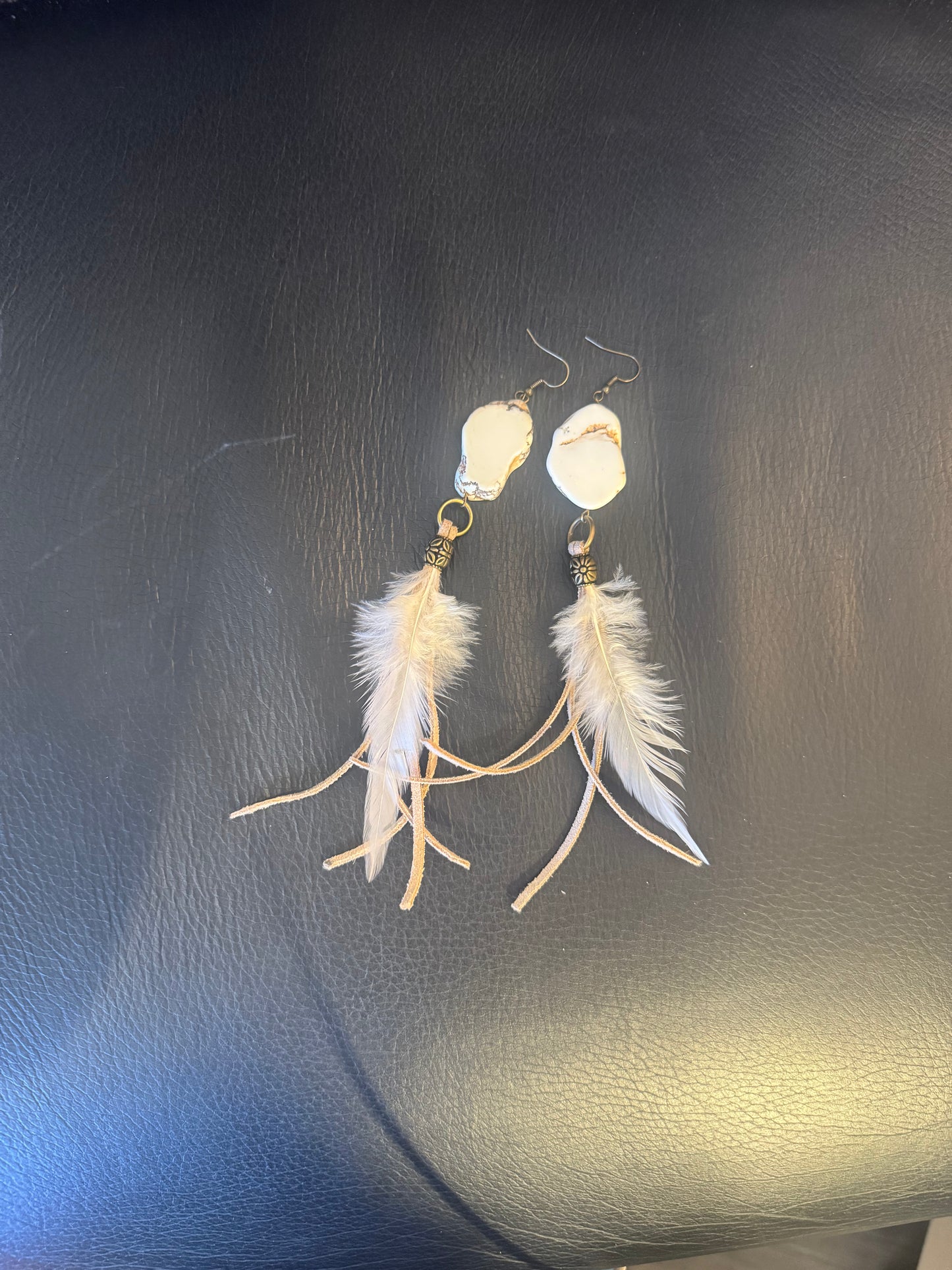 Howlite Feather Earrings