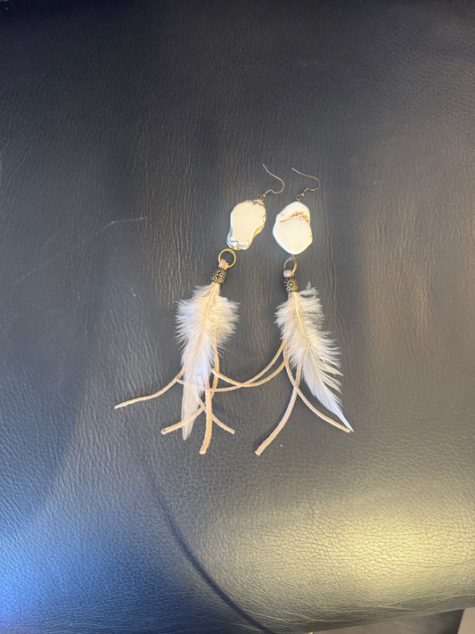Howlite Feather Earrings